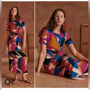 Sézane Pippa Dress Multicolour Geometric Print S